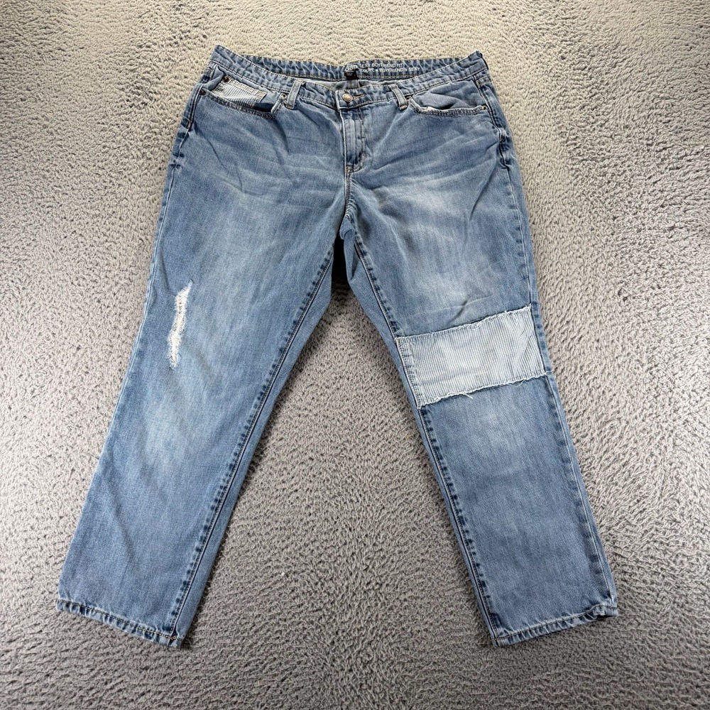 Gap Jeans Womens 34x26 Blue Cotton Denim Boyfriend Distressed‎ Faded Workwear